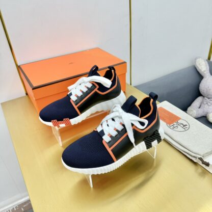 Hermes Spring and Summer Couple's Black, Orange and White Colorblock Breathable and Durable Sports Casual Shoes - Image 5