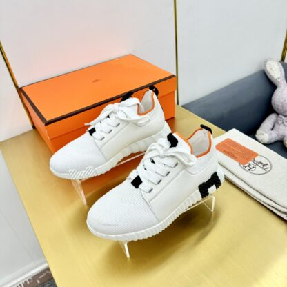 Hermes Spring and Summer Couples' White, Black and Orange Colorblock Breathable and Durable Sports Casual Shoes - Image 5