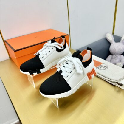 Hermes Spring and Summer Couple's Black, White and Orange Colorblock Breathable and Durable Sports Casual Shoes - Image 5