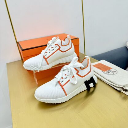 Hermes Spring and Summer Couples British White and Orange Colorblock Breathable and Durable Sports Casual Shoes - Image 5
