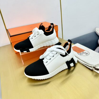 Hermes Spring and Summer Couples British Black and White Color Matching Breathable and Durable Sports Casual Shoes - Image 5