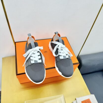 Hermes Spring and Summer Couples British Gray and Orange Colorblock Breathable and Durable Sports Casual Shoes - Image 5