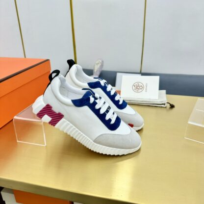 Hermes Spring and Summer Couples British Gray Blue and White Color Matching Sports Casual Shoes - Image 5