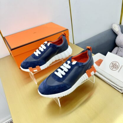 Hermès Spring and Summer Couples' British Blue and Orange Colorblocking Sports Casual Shoes - Image 5