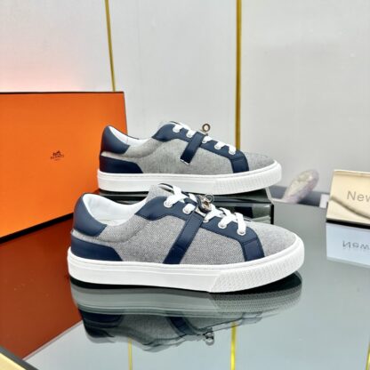 Hermes blue-grey couple's lace-up thick-soled fashionable casual shoes - Image 5