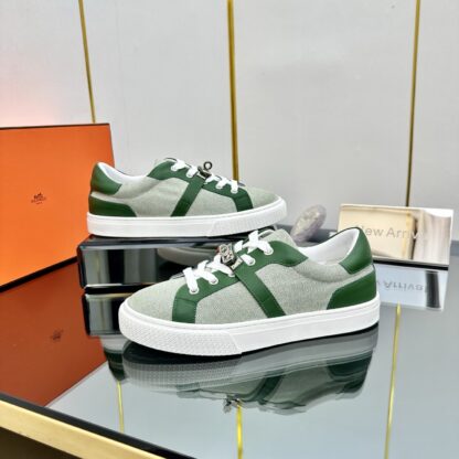 Hermes green and white couple's lace-up thick-soled fashionable casual shoes - Image 5