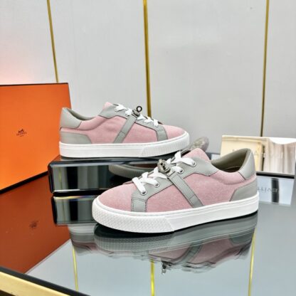 Hermes pink and gray couple's lace-up thick-soled fashionable casual shoes - Image 5