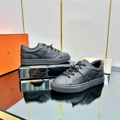 Hermes black couple's lace-up thick-soled fashionable casual shoes - Image 5