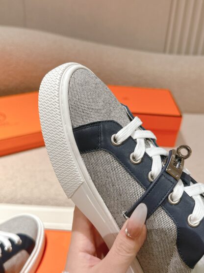 Hermes blue grey latest kelly shoe buckle classic flat casual shoes - Image 6