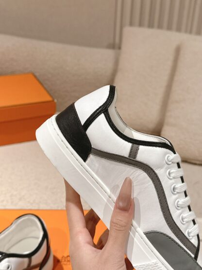 Hermes couple white and black fashion casual skateboard shoes - Image 6