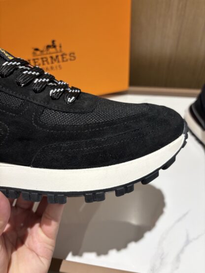 Hermès men's black and orange breathable sneakers - Image 6