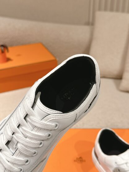 Hermes couple white and black fashion retro casual skateboard shoes - Image 6