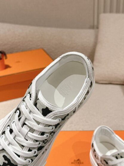 Hermes couple gray and black fashion retro casual skateboard shoes - Image 6