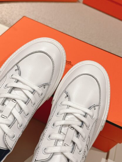 Hermes couple white and blue fashion retro casual skateboard shoes - Image 6