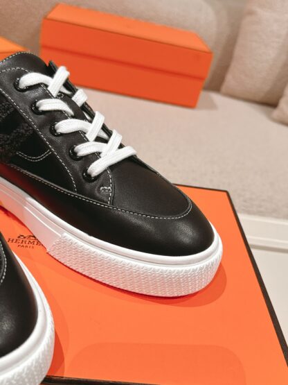 Hermes couple black brown fashion retro casual skateboard shoes - Image 6