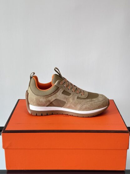 Hermès lightweight and versatile fashion apricot orange color matching sneakers - Image 6