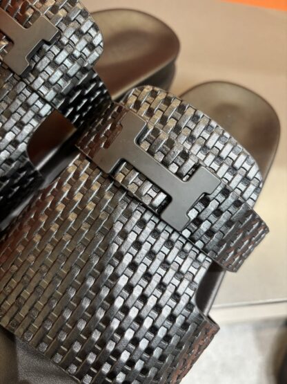 Hermes summer black pure handmade high-end sandals - Image 6