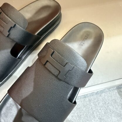 Hermes summer pure black pure handmade high-end sandals - Image 6