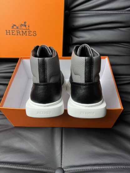 Hermes high-end noble gray and black high-top casual shoes - Image 6