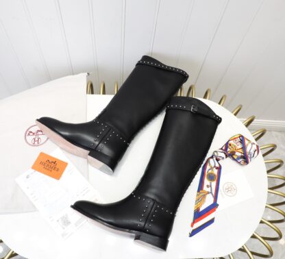 Hermès classic kelly buckle black mid-calf boots - Image 6