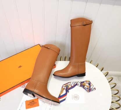 Hermes classic kelly buckle dark brown fashion mid-calf boots - Image 6