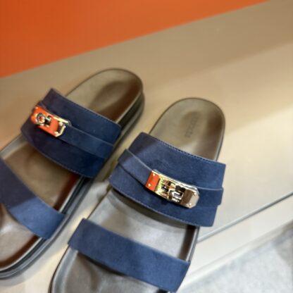 Hermes summer blue pure handmade high-end sandals - Image 6