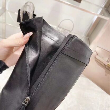 Hermes autumn and winter fashion black women's long boots heel height 7cm - Image 5