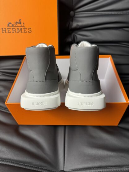 Hermes dark grey leather high-end luxury casual shoes - Image 6