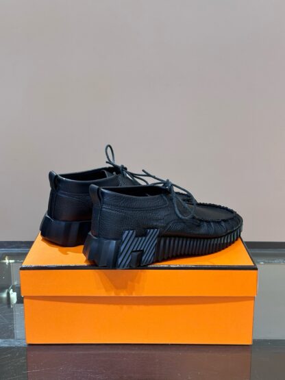 Hermès men's lace-up black versatile simple casual sports shoes - Image 6