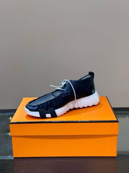 Hermes men's lace-up dark blue versatile simple casual sports shoes - Image 6