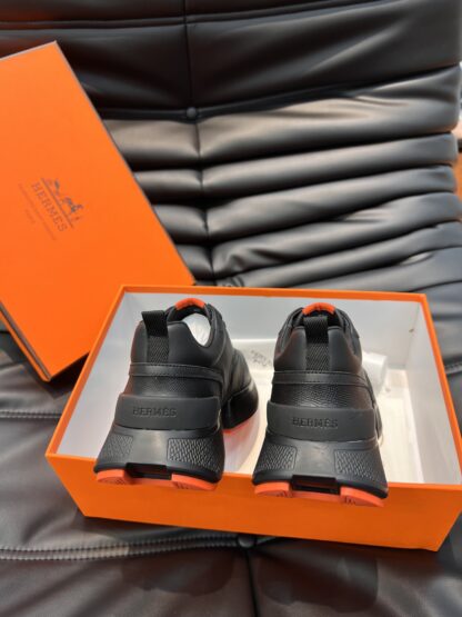 Hermes Men's Black Orange Soft Comfortable Casual Sports Shoes - Image 6