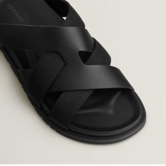 Hermès black woven couple sandals