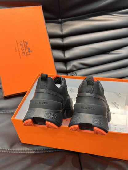 Hermes Men's Black Soft and Comfortable Casual Sneakers - Image 6
