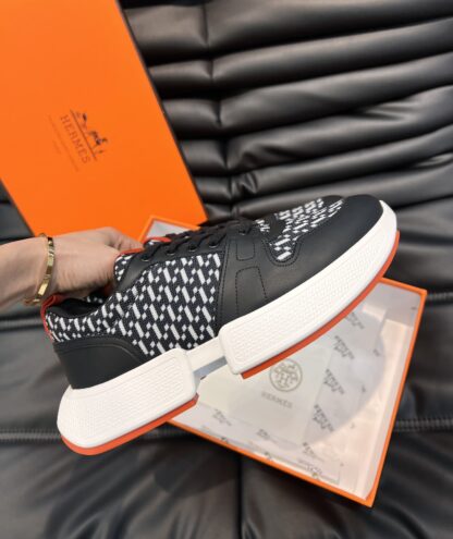 Hermes men's comfortable and soft black and orange color matching casual sports shoes - Image 6