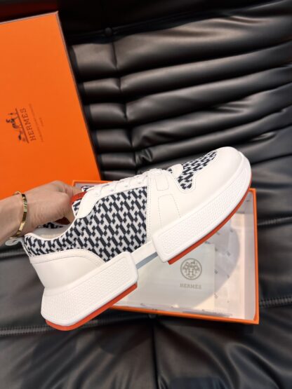 Hermes men's comfortable and soft white, black and orange color matching casual sports shoes - Image 6