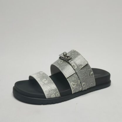 Hermès Couple's Grey Silver Buckle Braided Sandals - Image 6