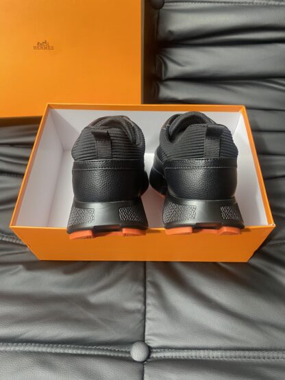 Hermes men's comfortable soft pure black casual sports shoes - Image 6