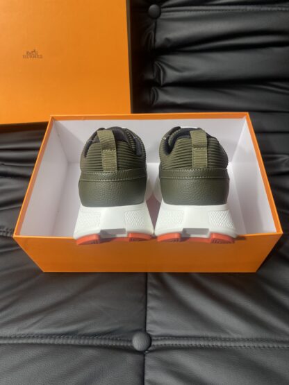 Hermes Men's Comfortable Soft Dark Green Casual Sneakers - Image 6