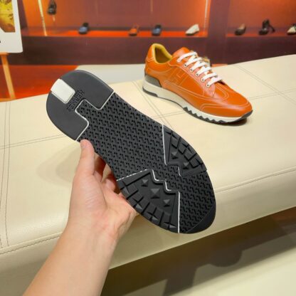Hermès France Paris catwalk model orange shiny classic casual shoes - Image 6