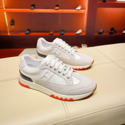 Hermès France Paris catwalk white and gray classic casual shoes - Image 6