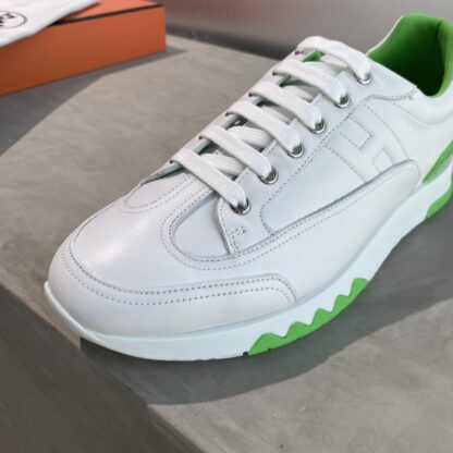 Hermes white green French Paris catwalk simple casual shoes - Image 6