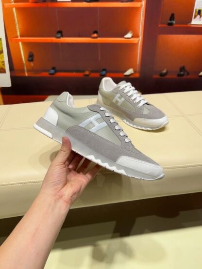 Hermes green grey French Paris catwalk simple casual shoes - Image 6