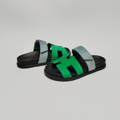 Hermès couple blue-green woven sandals - Image 5