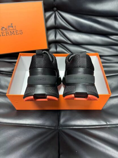 Hermes leather mesh breathable black high-end temperament casual shoes - Image 6