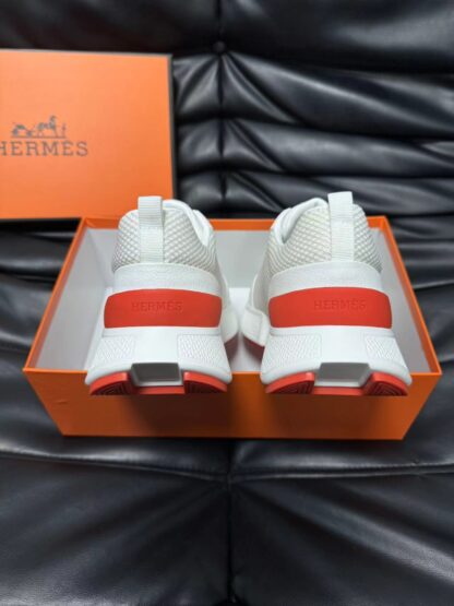 Hermes leather mesh breathable white high-end temperament casual shoes - Image 6