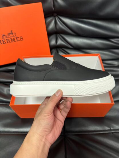 Hermès black and white leather luxury loafers - Image 6