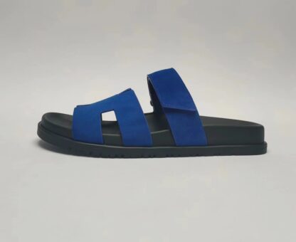 Hermès Couple's Dark Blue Braided Slippers - Image 6