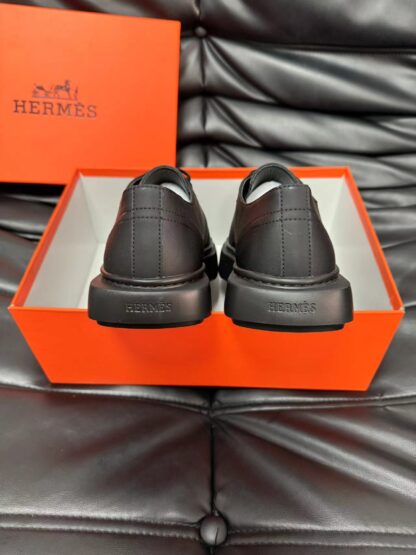 Hermes black high-end leather casual shoes - Image 6
