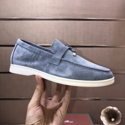 Hermès grey-blue couple's high-end classic loafers - Image 6