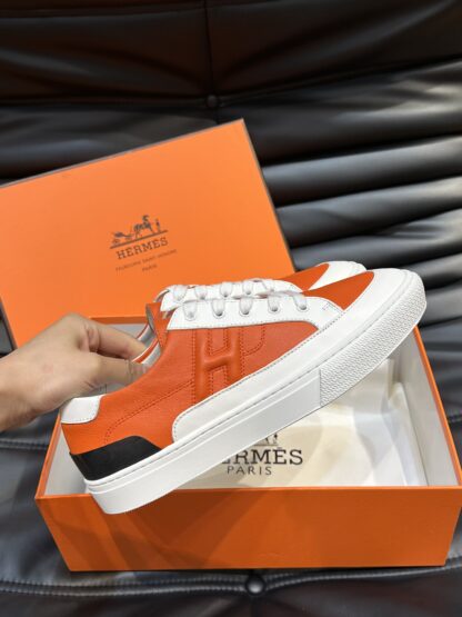 Hermès Men's Orange Comfort Low-Top Casual Sneakers - Image 6
